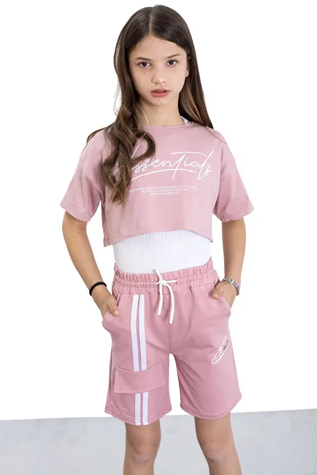 Детские шорты для девочек с принтом Cansın Mini, Dark Pink