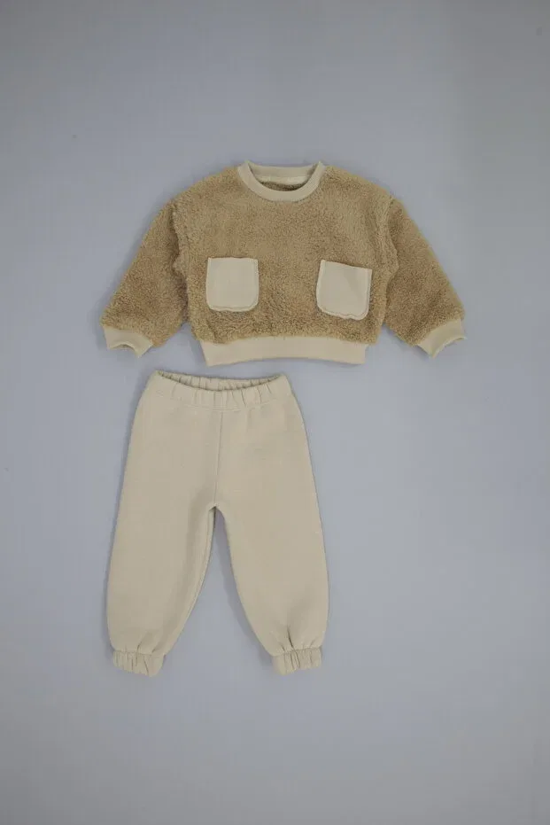 Детский комплект свитшота и штанов из плюшевой ткани Rg Kidsstore, Stone — фото 3