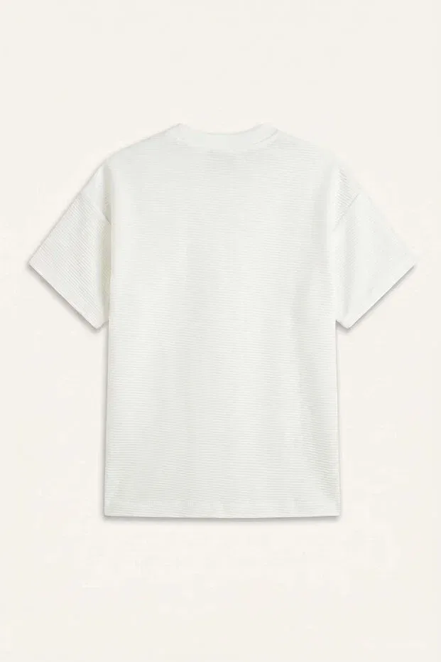 Детская футболка для мальчиков хлопковая Regular fit short sleeve light khaki t-shirt baby boy h5830a526au Defacto, Ecru-Er105 — фото 2