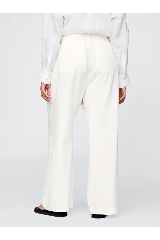 Женские брюки из льняной смеси с завышенной талией Gap, Off White-000 — фото 4