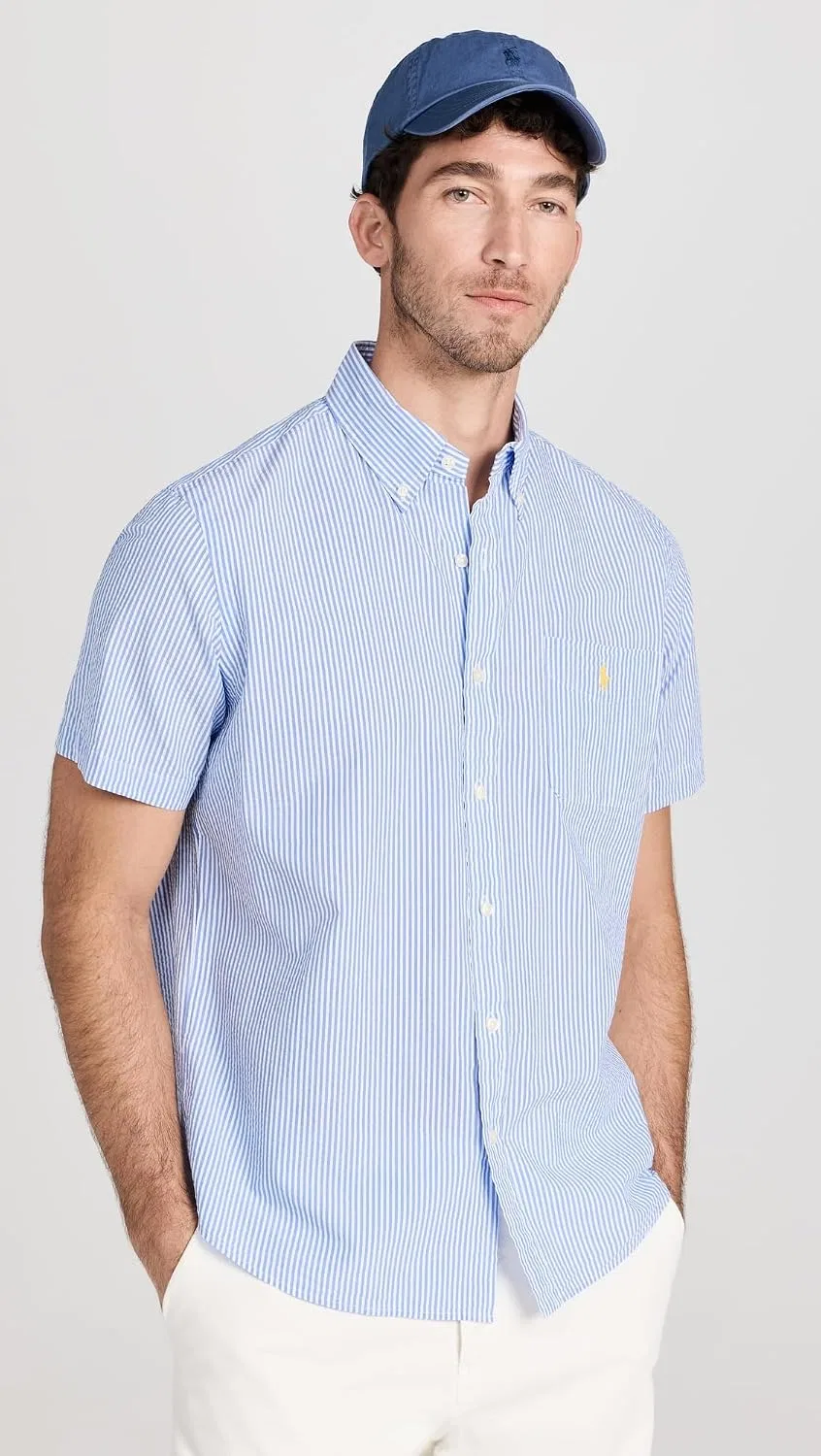 Мужская классическая рубашка с коротким рукавом RL Prepster POLO RALPH LAUREN, синий/белый — фото 3