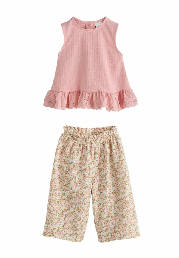 Комплект: жилет и брюки из хлопка Regular fit - broiderie vest and wide trousers set - waistcoat Next, Pink Flower, розовый