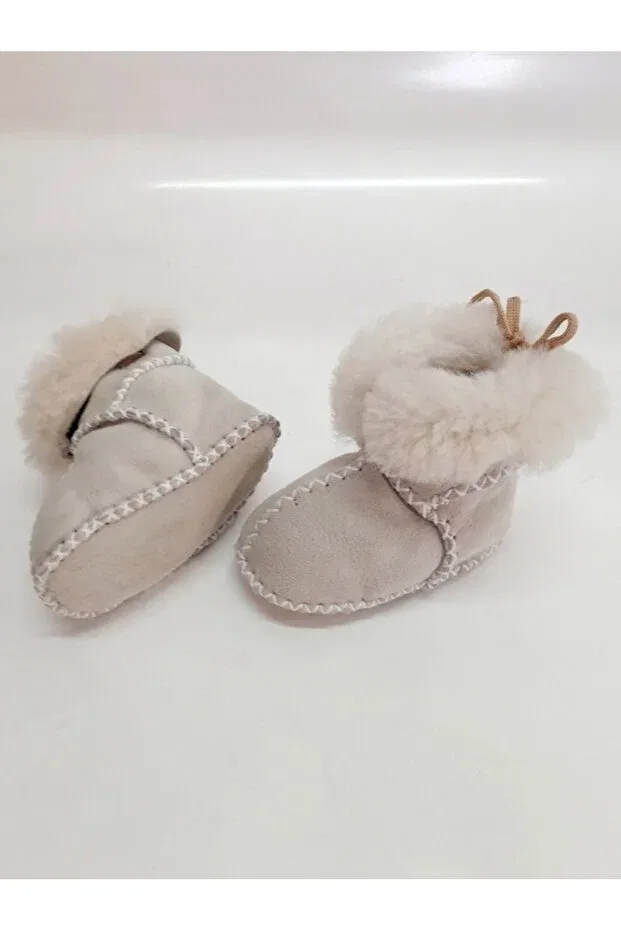 Детские ботинки для новорожденных кожаные модель Baby organic lambskin baby boots baby booties first step shoes Tuğbiş, Beige