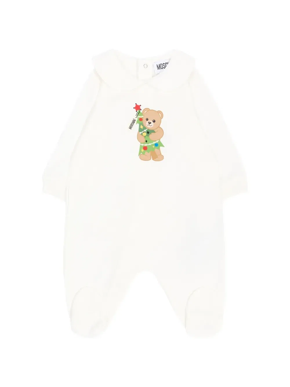 Хлопковый комбинезон для младенцев Moschino Kids, бежевый