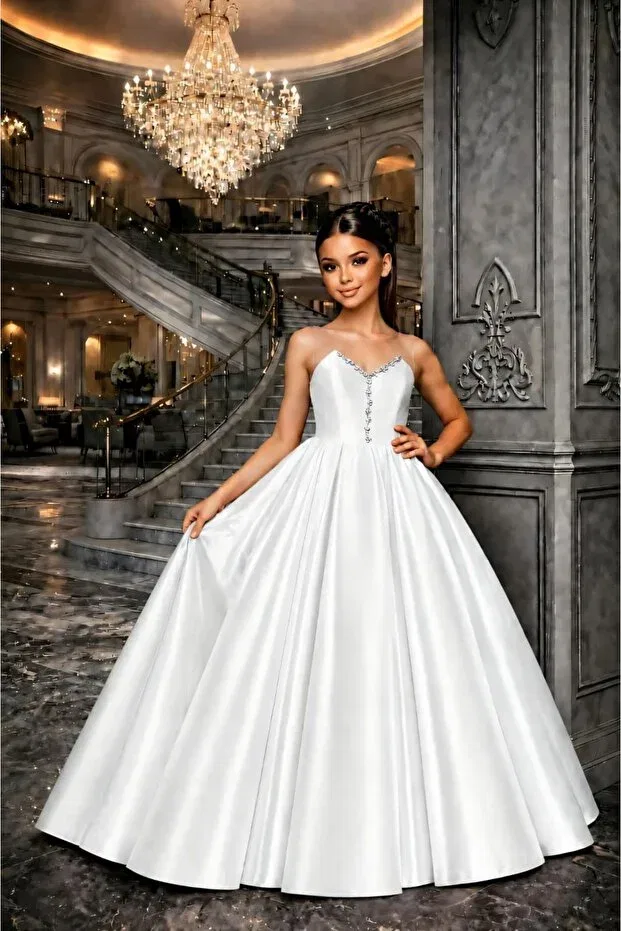 Детское платье для девочек с открытыми плечами Nora Dress Mini Luxe, White