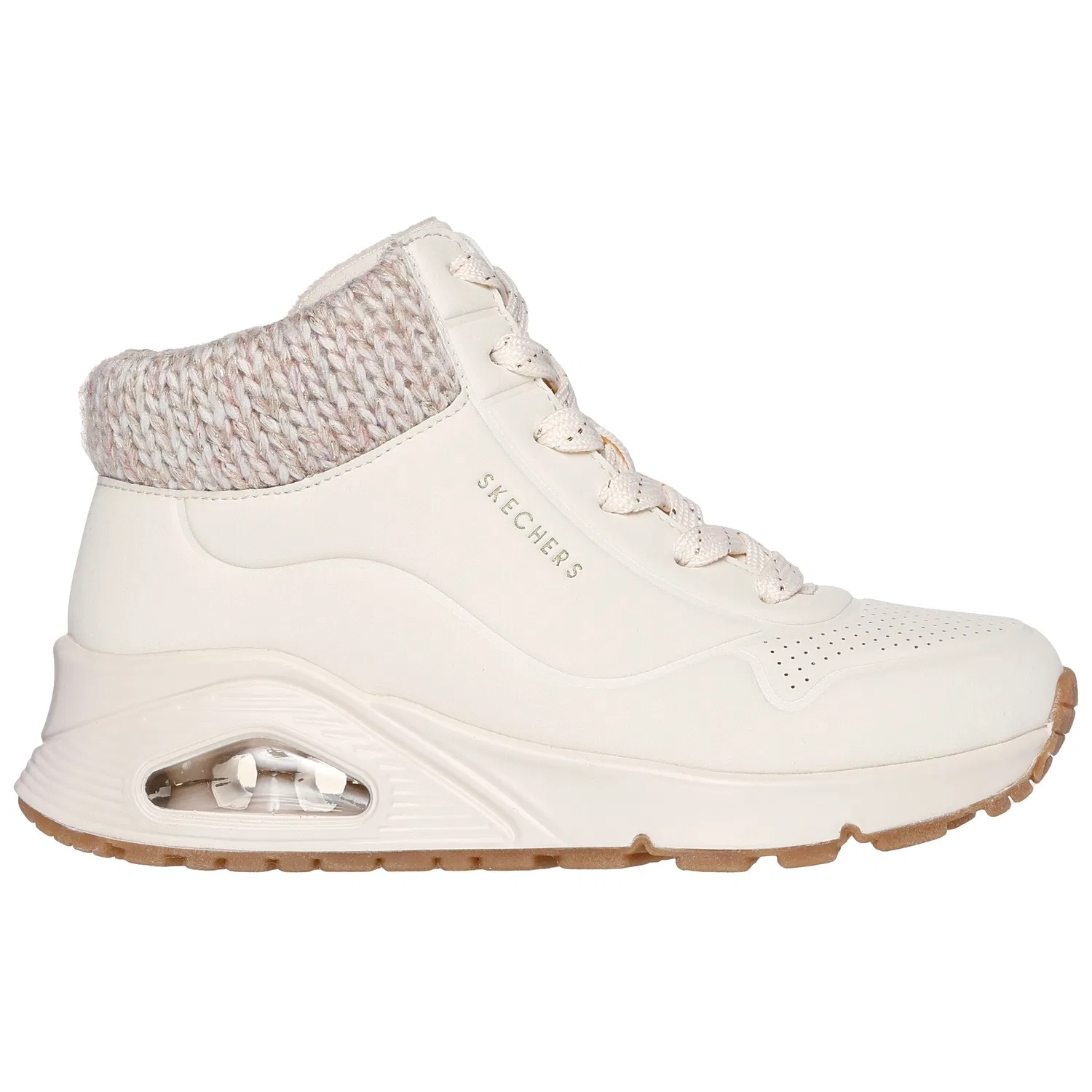 Детские высокие зимние кроссовки с теплой подкладкой Skechers, Natural — фото 4