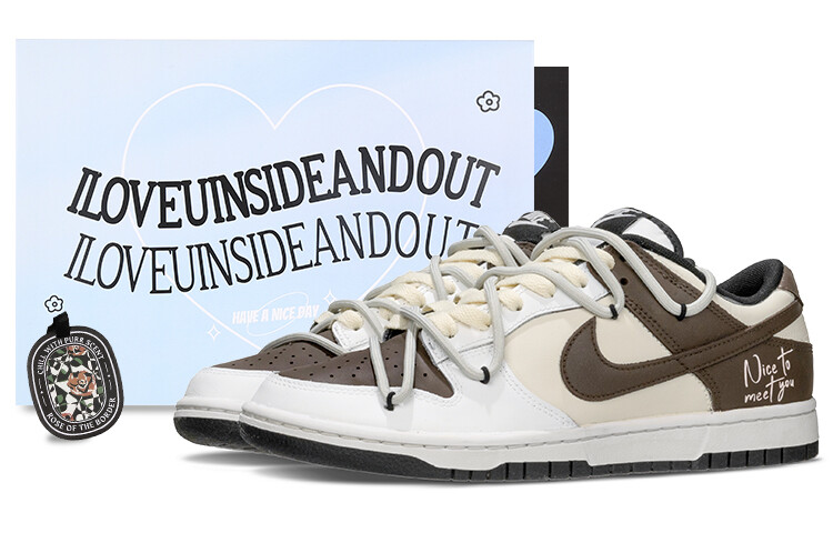 

Кроссовки Nike Dunk Skateboarding Shoes Women's Low-top White/Brown, цвет Coffee