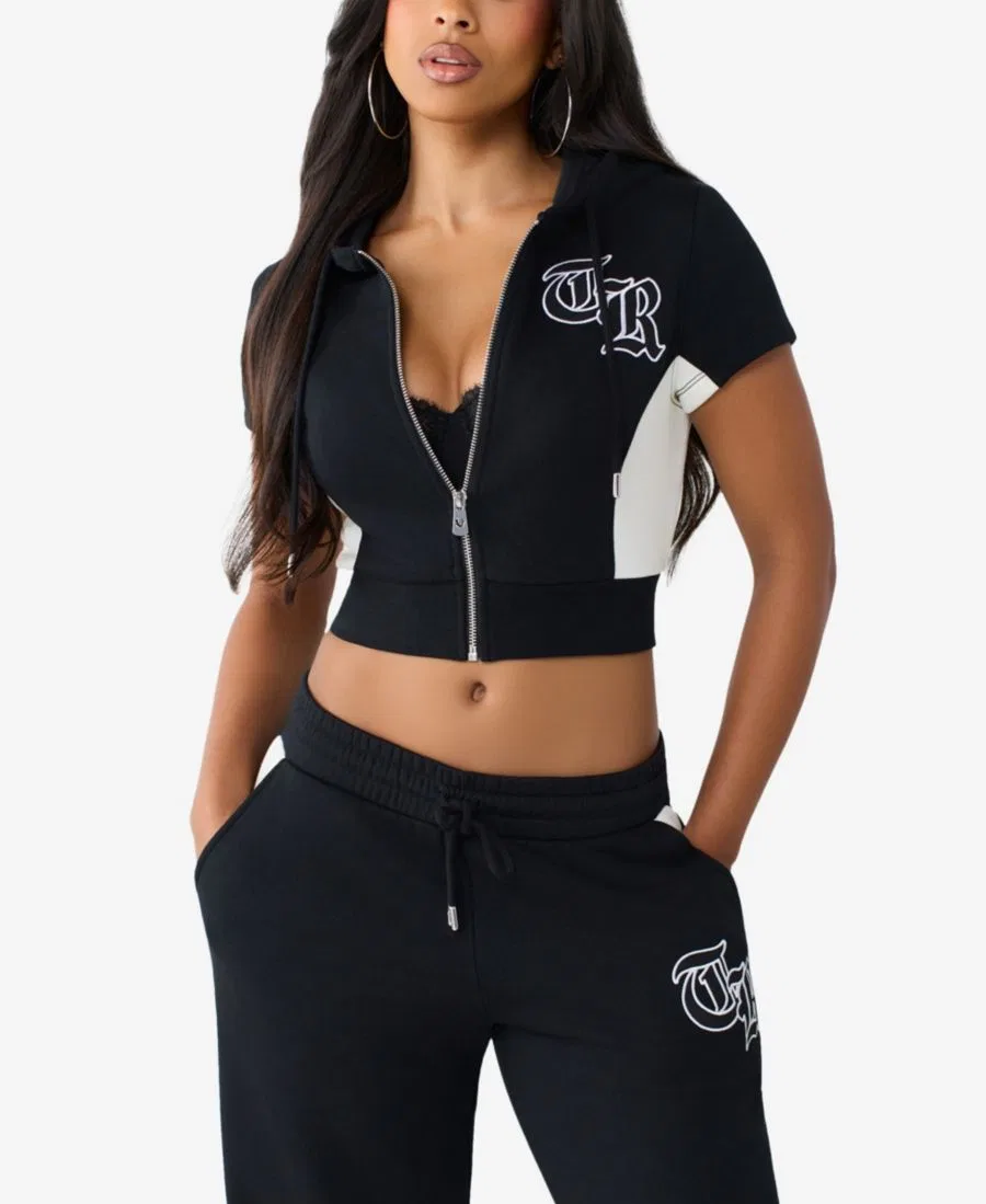 Кроп-худи с коротким рукавом True Religion, Jet Black