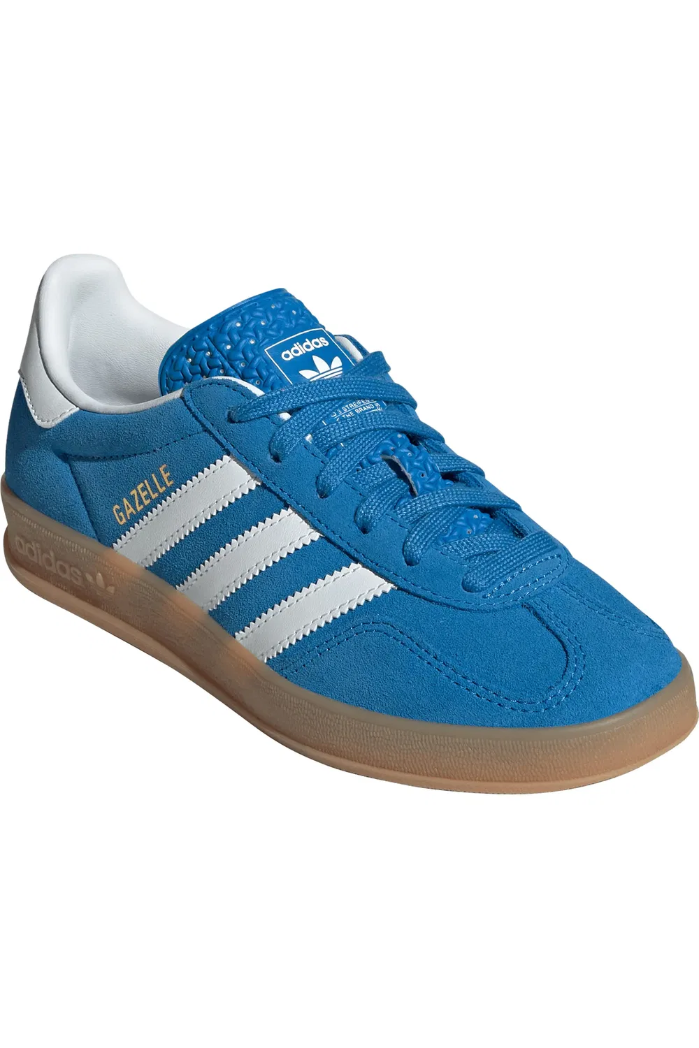 Детские кроссовки повседневные Gazelle Indoor adidas, Bluebird/White/Gum — фото 2