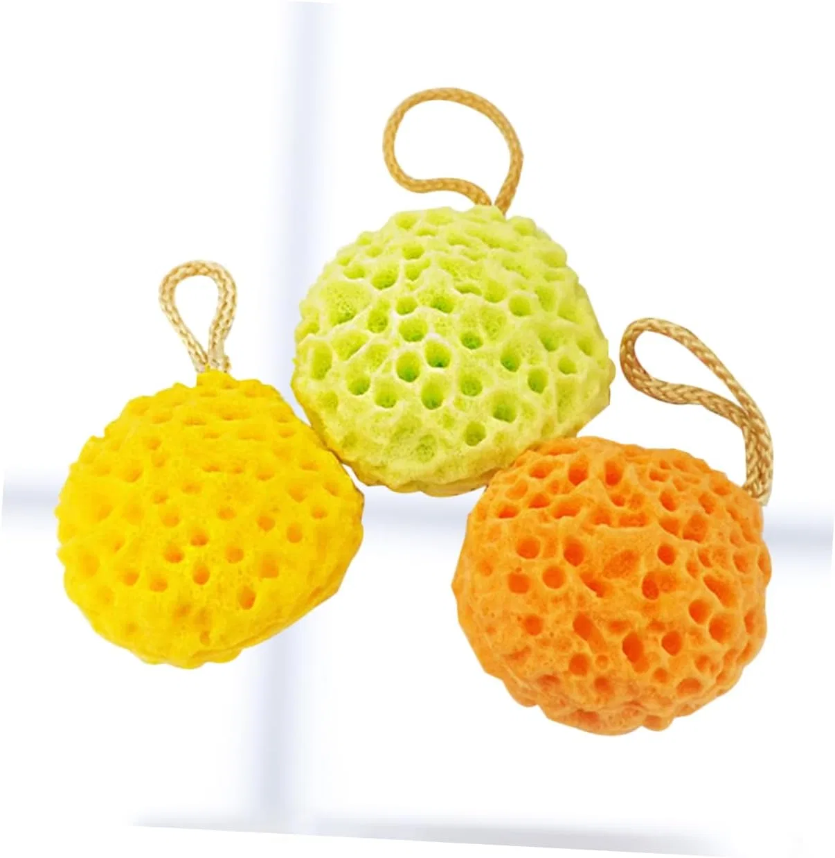 Мочалка для душа Honeycomb Bath Ball, 6 шт, желтый+зеленый+оранжевый Doitool — фото 3