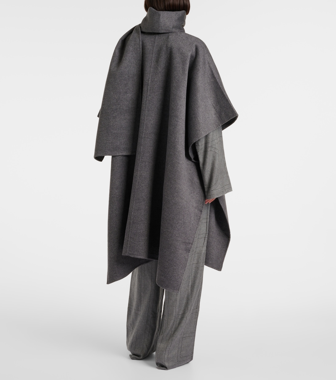 Пальто из шерсти с двойным шарфом Toteme, Mid Grey Melange — фото 3