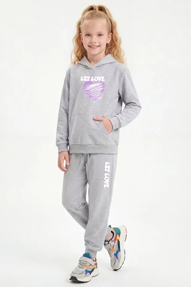 Детский спортивный комплект для девочек с принтом 3 предмета Fyk Kids, Navy Blue-Grey-Black — фото 3