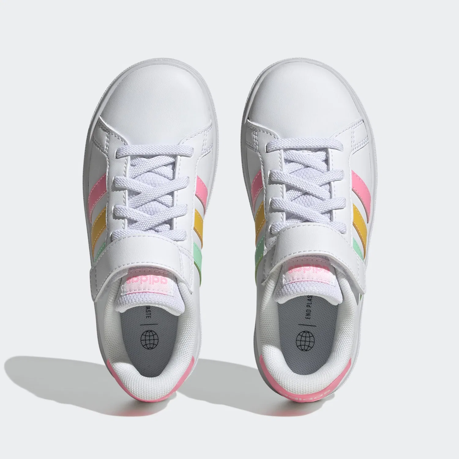 Детские кроссовки для мальчиков с эластичными шнурками Grand Court 2.0 Adidas, Cloud White Pulse Mint Beam Pink — фото 3