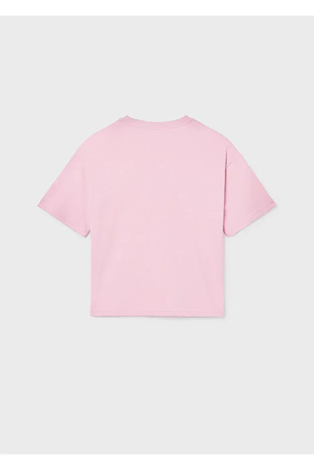 Детская футболка для девочек хлопковая с принтом Mayoral, Pink — фото 3
