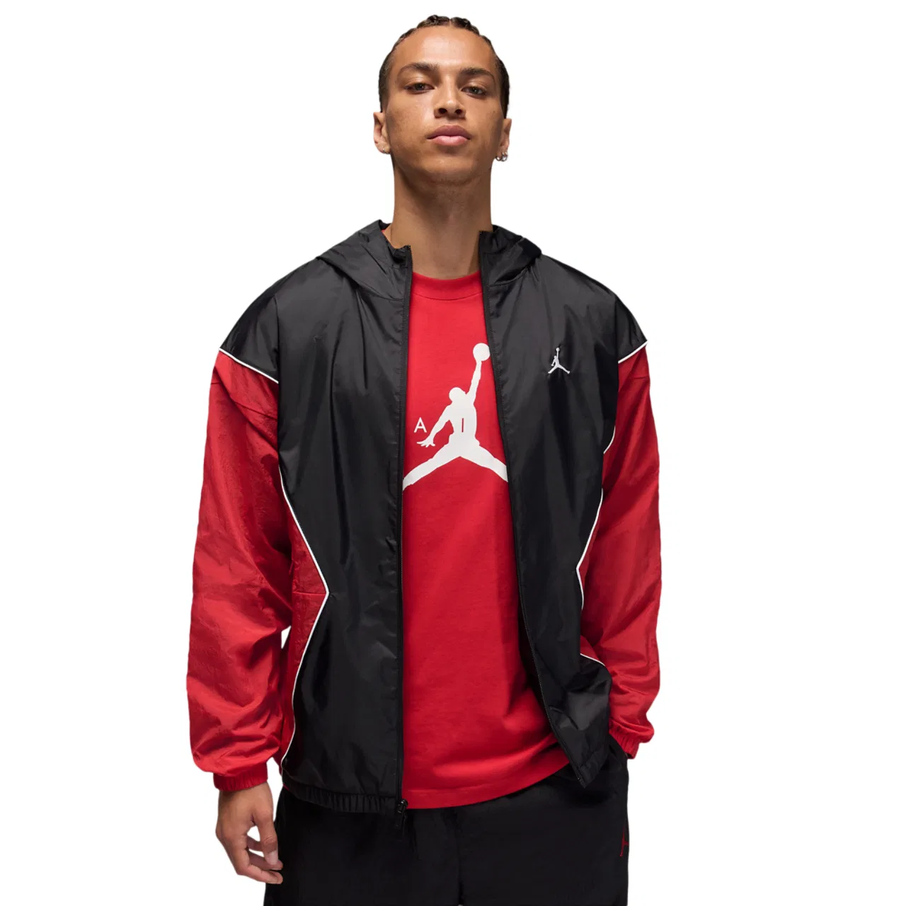 Мужская куртка с капюшоном на молнии Essential Draft Jordan, White/Black/Gym Red — фото 3