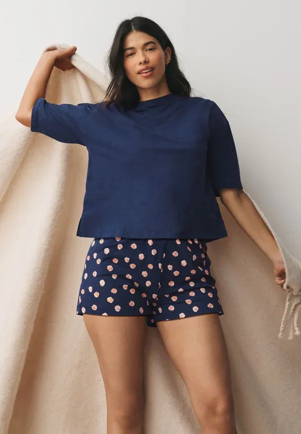 Пижамный комплект из 2 предметов хлопок Short sleeve set 2 pack Next, Navy, Yellow spot, темно-синий/желтый — фото 3
