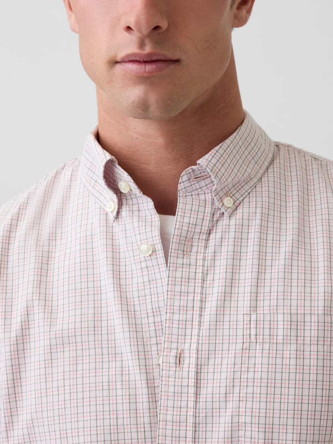 Рубашка классическая хлопковая Gap, Pink Check — фото 4