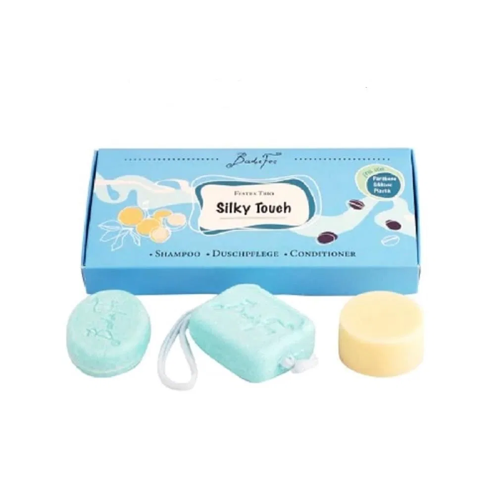 Набор твердых средств для душа и волос Badefee Trio Silky Touch, 165 г