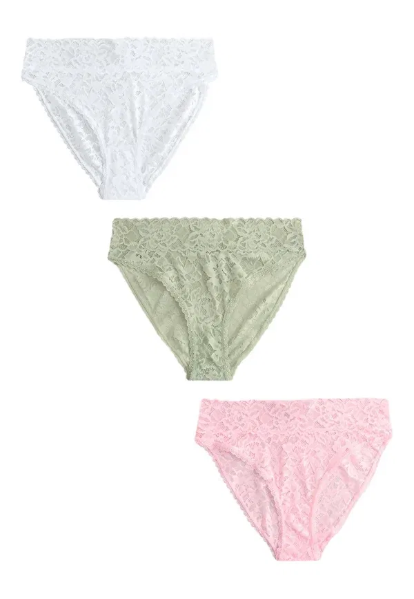Комплект трусов, 3 шт, облегающий, High leg fit, Next, pink, розовый — фото 4