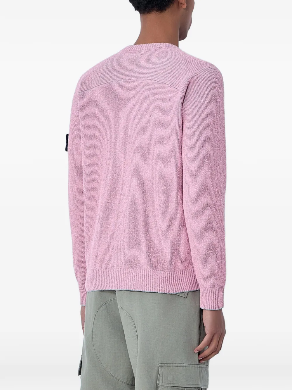 Кофта из тонкого трикотажа в рубчик Stone Island, розовый — фото 3