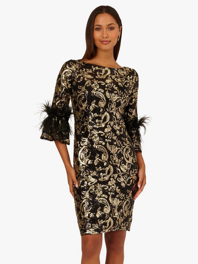 

Платье для коктейля с пайетками Adrianna Papell, Black/Gold