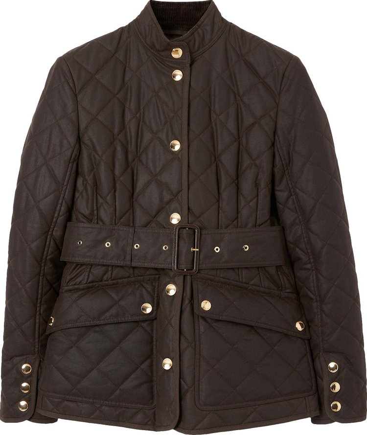 Куртка Burberry Quilted Waxed Jacket 'Dark Brown', коричневый - фото