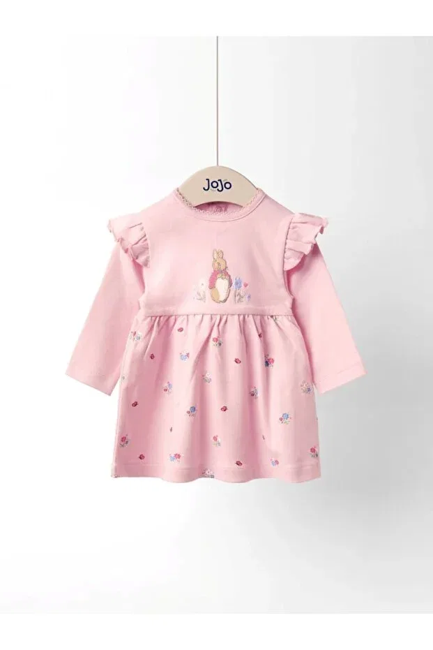 Детское платье для девочек с длинным рукавом Flopsy Rabbit Floral Ruffle Next Baby, Pink