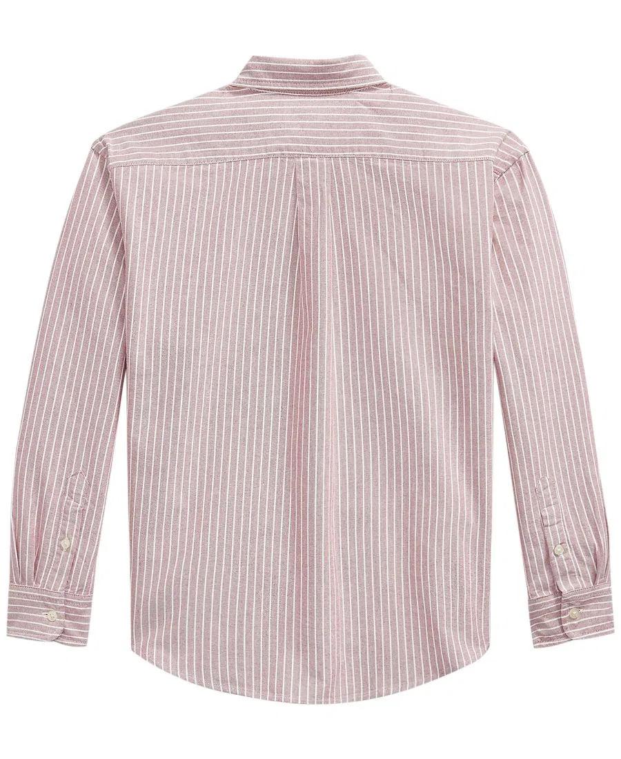 Рубашка оксфордская из хлопка с принтом Polo Ralph Lauren, Burgundy White — фото 4