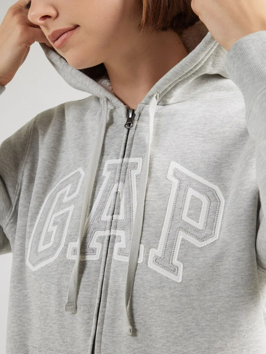 Худи на молнии GAP 'V-FRANCHISE HERITAGE' светло-серого цвета — фото 3