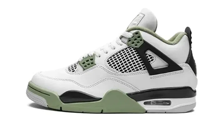 Детские кроссовки с принтом Air Jordan 4 Jordan, White Seafoam Dark Ash Neutral Grey