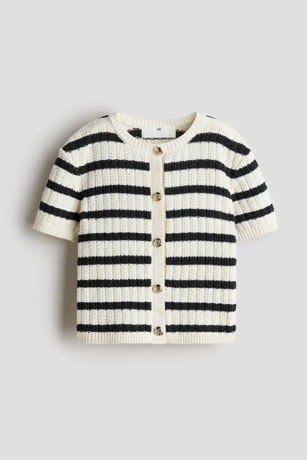Кардиган с короткими рукавами H&M, Cremefarben/Gestreift