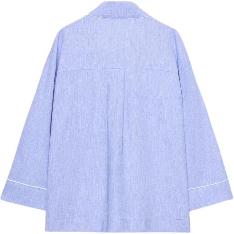 Женская рубашка с V-образным вырезом Light Blue ZARA — фото 3