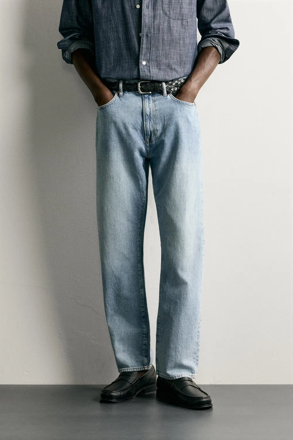Легкие джинсы стандартного кроя ZARA, Light blue — фото 2
