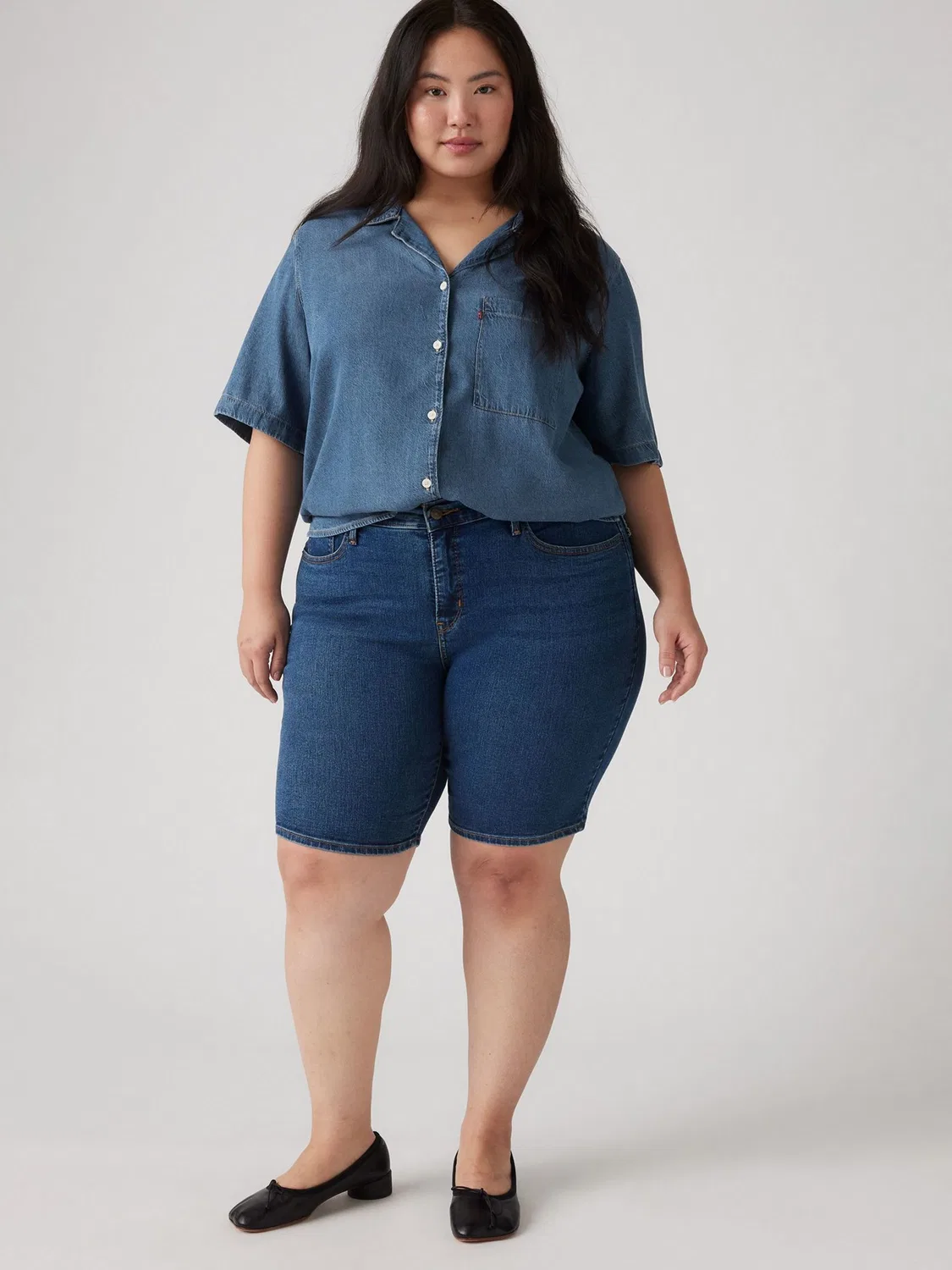 Шорты бермуды shaping, clever girl blue Levi's, синий — фото 3