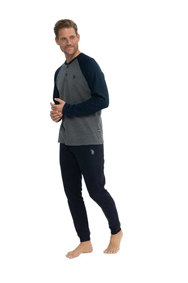 Мужской комплект пижамы с длинным рукавом U.S. Polo Assn., Anthracite Melange