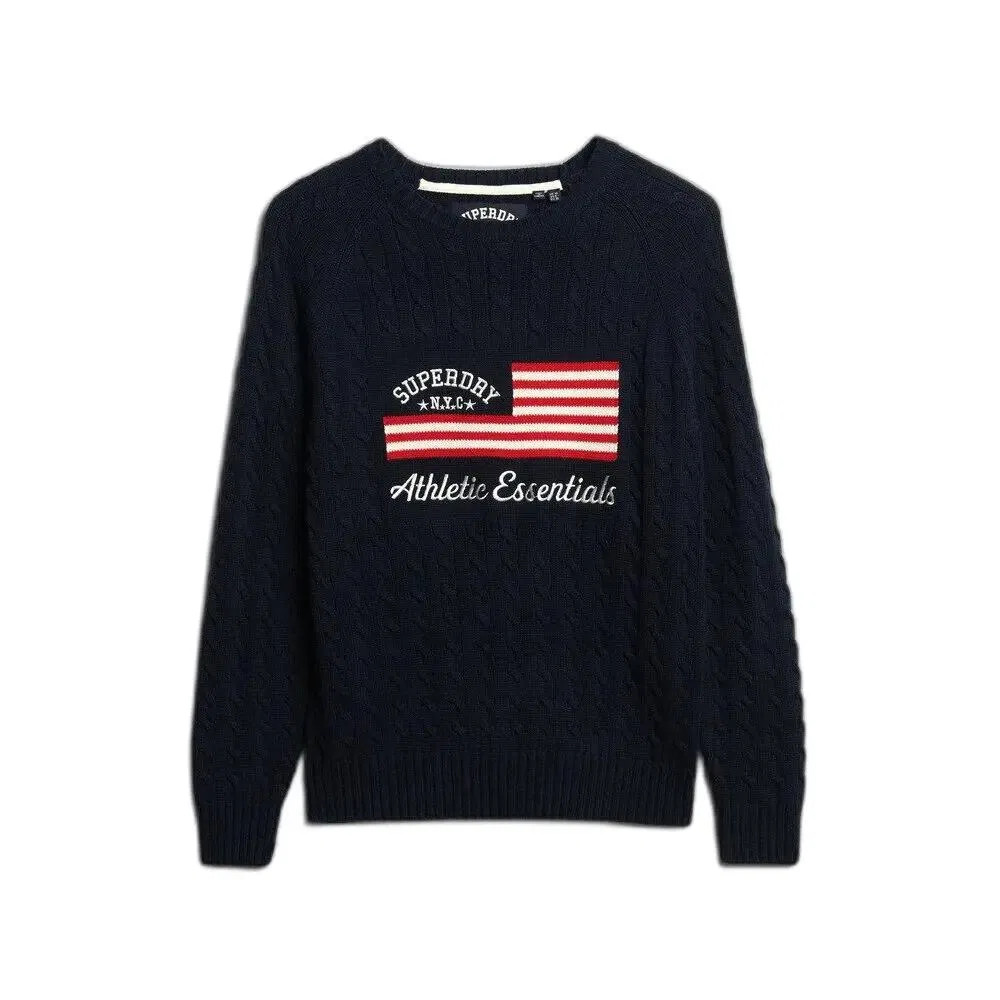 Женский свитер из структурного трикотажа Superdry Flag, Цвет BLAU