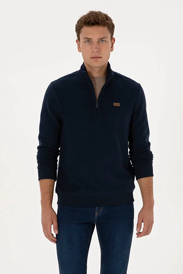 Мужские свитшот с воротником-поло на молнии U.S. Polo Assn., Navy Blue — фото 3
