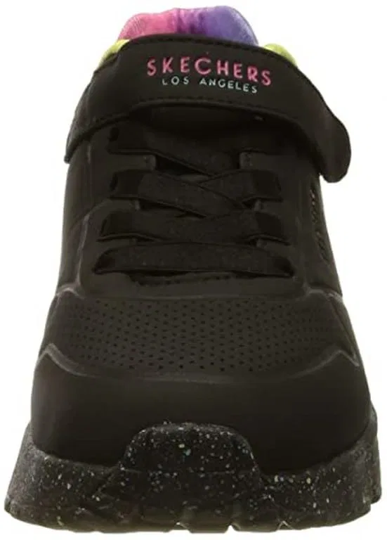 Детские кроссовки для девочек с платформой Uno Lite Rainbow Specks Skechers, Black Pu Multi Rainbow Trim — фото 3