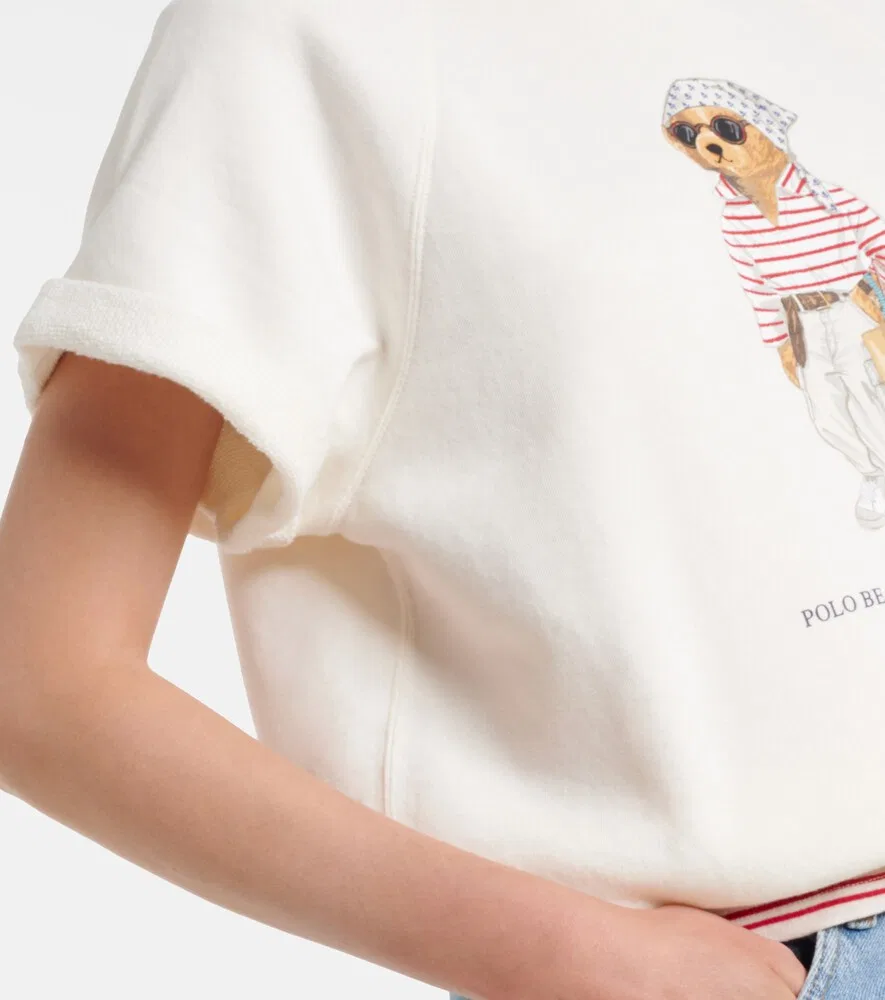 Топ Polo Bear из смесовой хлопковой ткани Polo Ralph Lauren, белый — фото 4