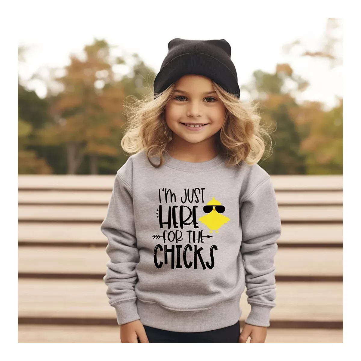 Детский свитшот с принтом I'm Just Here For The Chicks The Juniper Shop, Heather Grey — фото 2