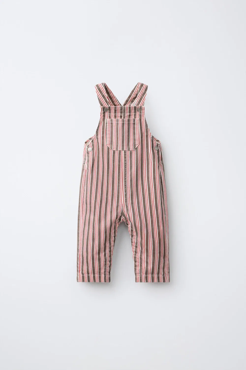 Полосатые саржевые комбинезоны ZARA, Brown/Ecru