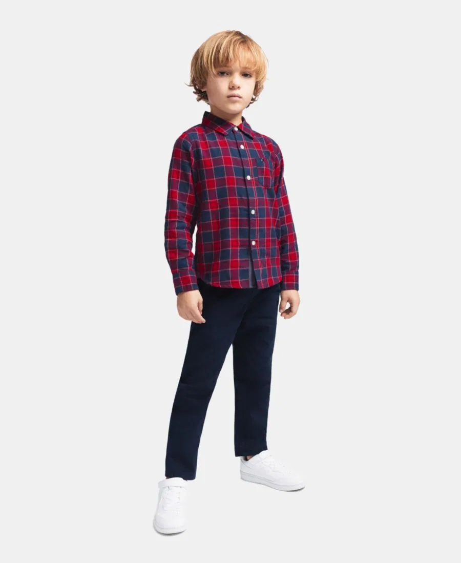 Комплект из рубашки и брюк с фланелевым принтом Tommy Hilfiger, Red Plaid/Navy