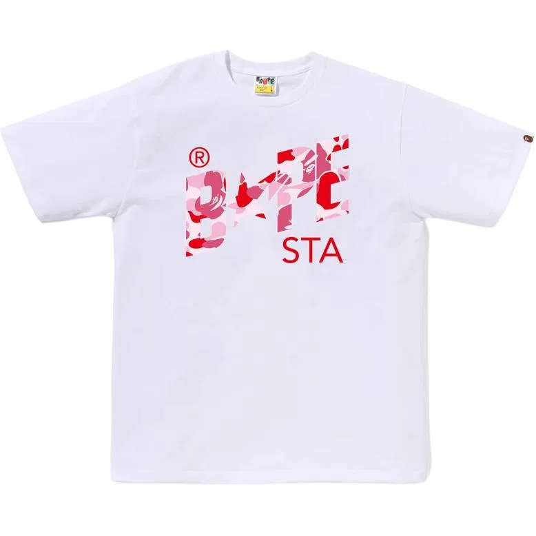 Детская футболка с камуфляжным принтом ABC Camo A BATHING APE, White × Pink