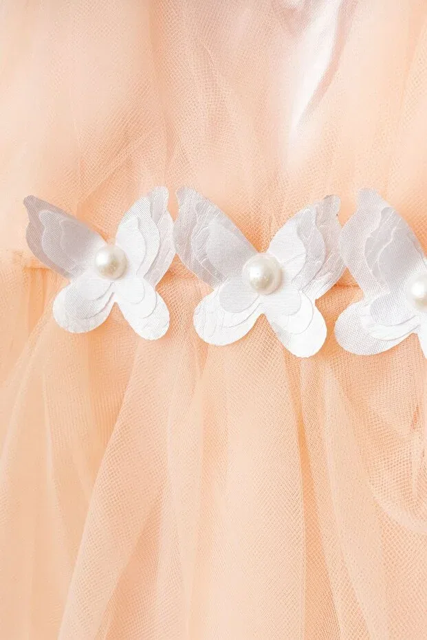 Детское платье для девочек с принтом Butterfly Tail Tulle Dress Generic Brands, Powder — фото 3
