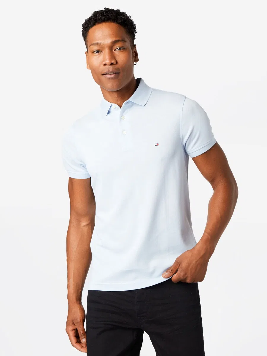 Рубашка TOMMY HILFIGER '1985 Slim Fit' темно-сини пастельно-голубого цвета — фото 3