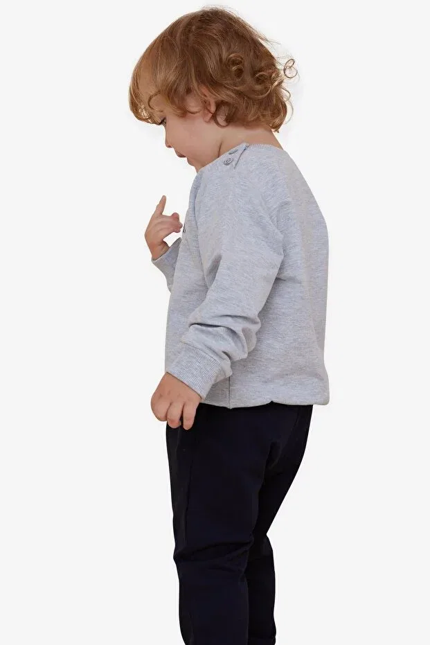 Детский спортивный костюм для мальчиков с принтом Number Embroidery Breeze, Gray Melange — фото 3