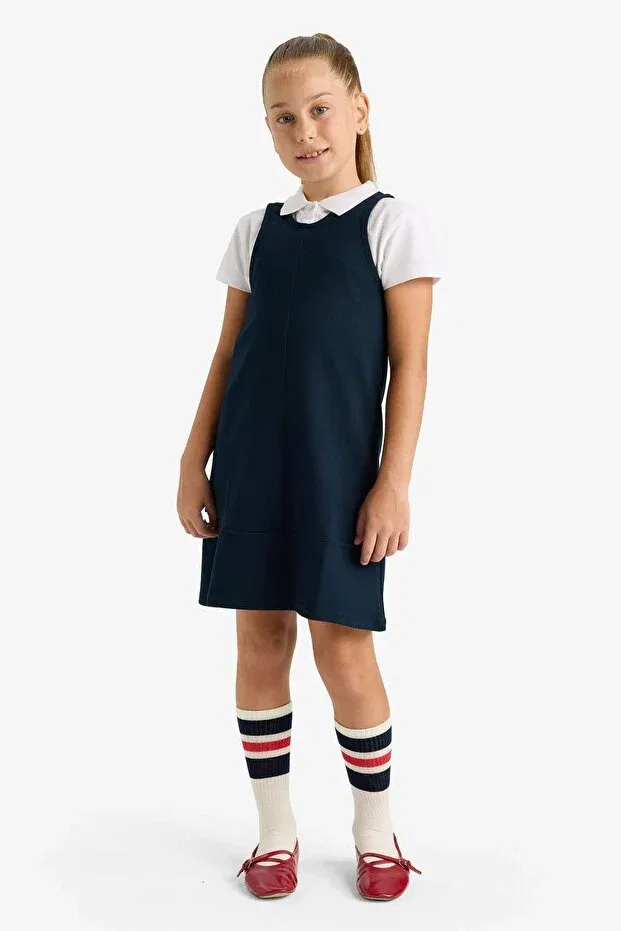 Детское платье для девочек на бретелях Defacto, Navy Blue-Nv253 — фото 3