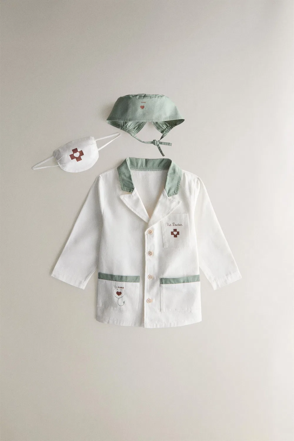 Детский ветеринарный костюм ZARA, White/Green
