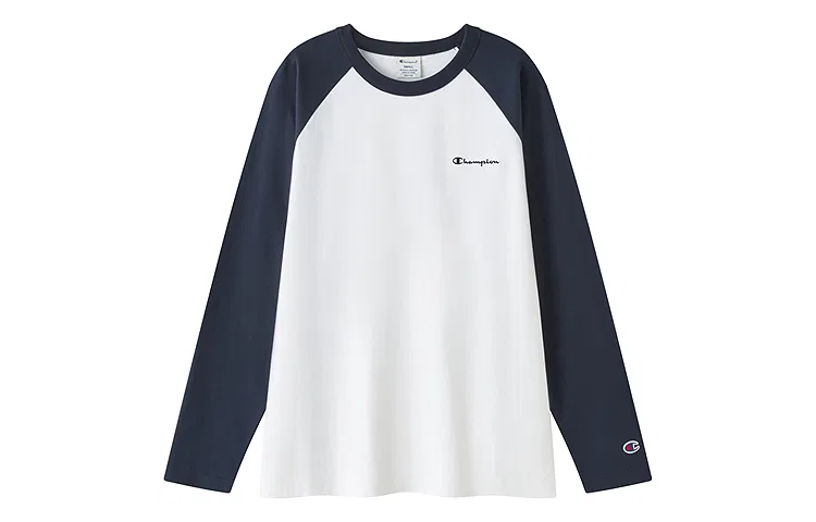 Детское футболка с принтом Champion, White Navy Blue Patchwork