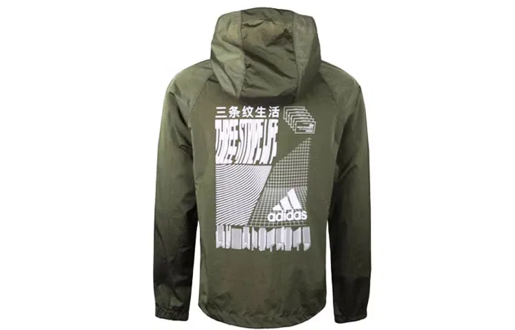 Пуловер спортивный с капюшоном на молнии Adidas, зеленый